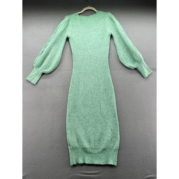 Fashion Nova Sweater Dress Sz XL Mint Green Cable Knit Long Sleeve Midi - Picture 7 of 12